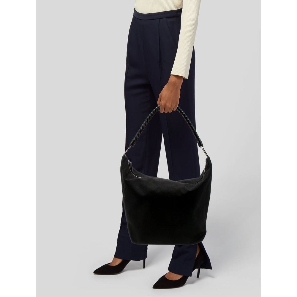 Jenni Kayne Large Black Canvas Day Bag Hobo Shoulder Purse Tote Italy $595